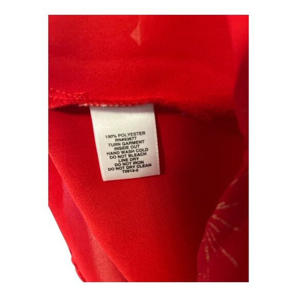 Liz Claiborne Red Blouse – Gold Floral Print, Rhinestone Trim – Size XL – Holida - Picture 5 of 5